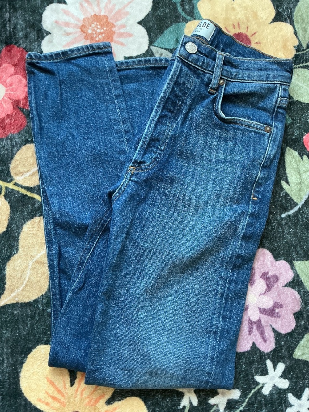 Agolde Nico High Rise Slim in Fixation Medium Wash Cropped Jeans Size 24